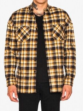 FEAR OF GOD | Fourth Collection 2015-2016 Yellow Plaid Shirt in Size Small
